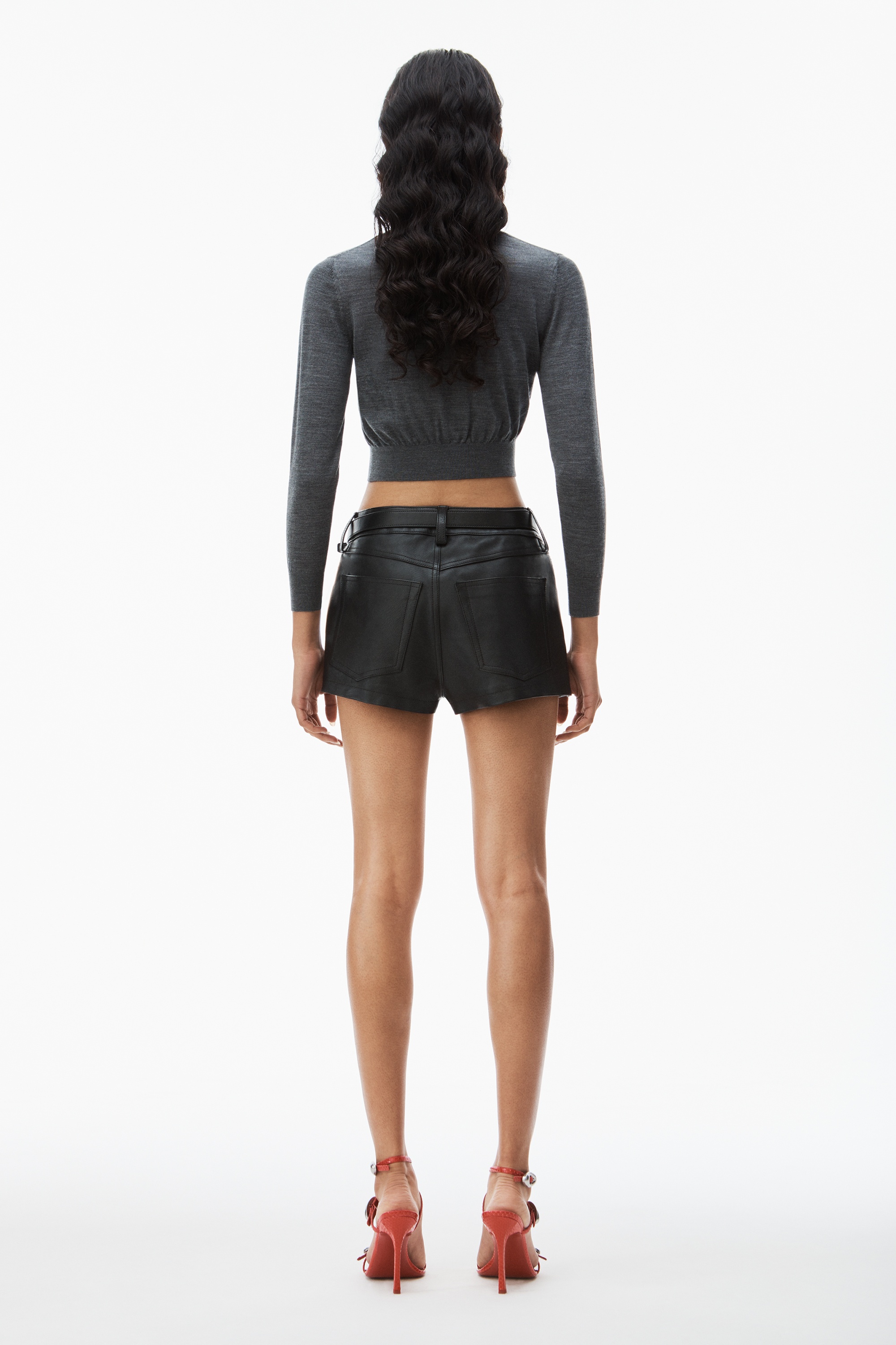 alexanderwang cropped cardigan in soft wool cashmere CHARCOAL