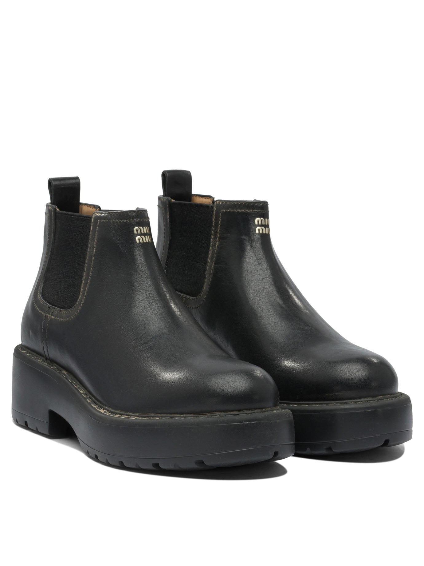 Miu Miu Chelsea Leather Ankle Boots - 2