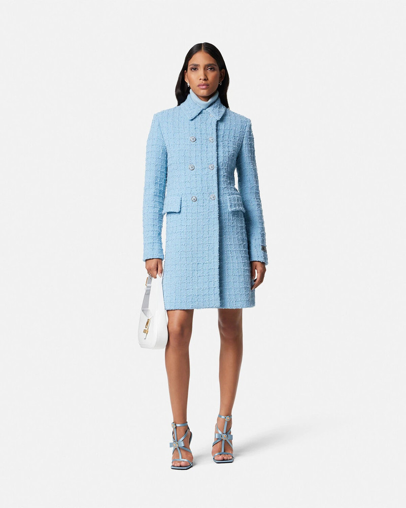 VERSACE Heritage Tweed A-line Long Coat outlook