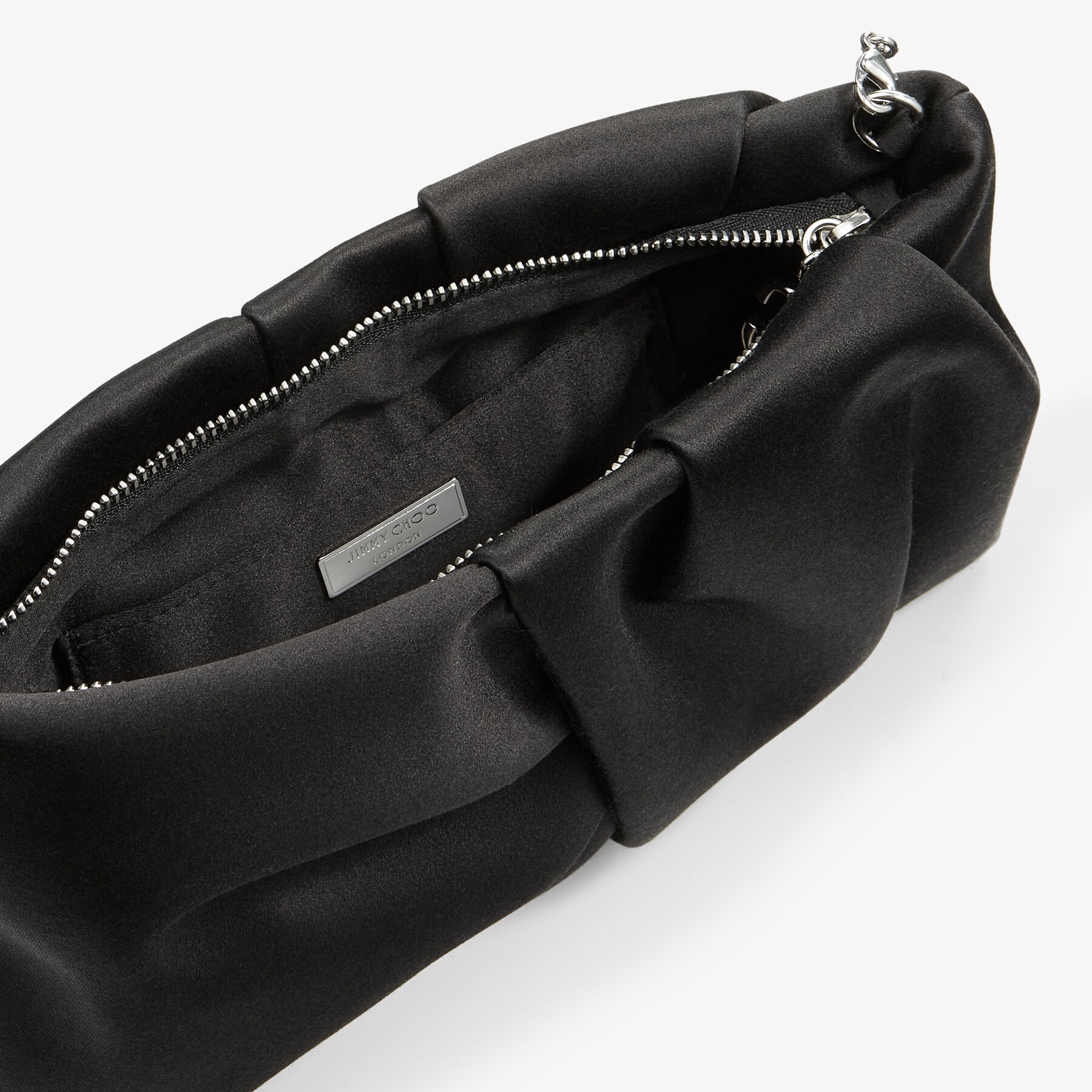 Black Frame Detail Ruched Clutch Bag