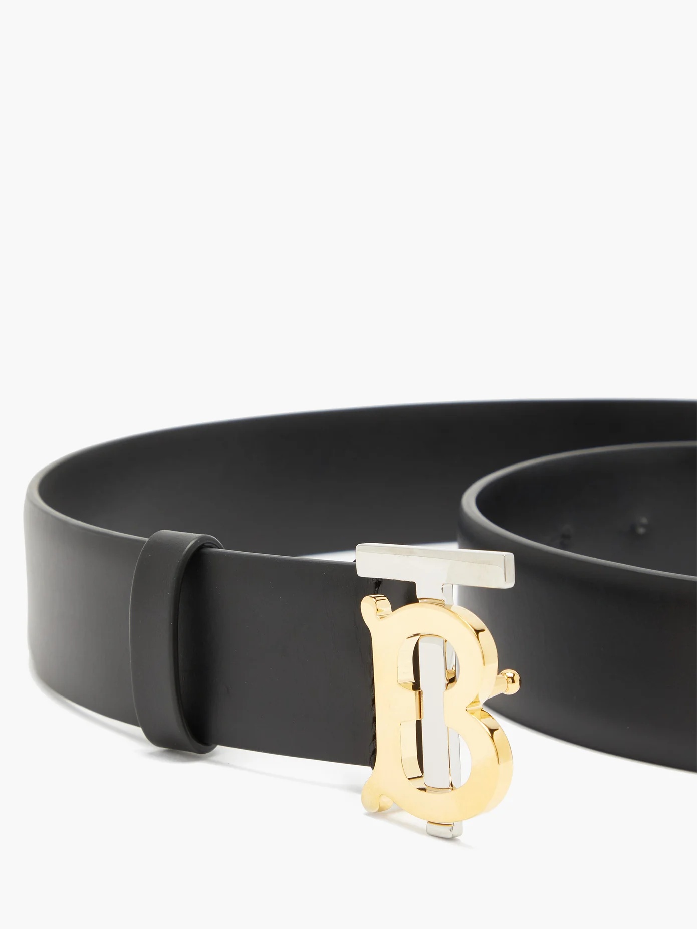 TB-buckle leather belt - 4