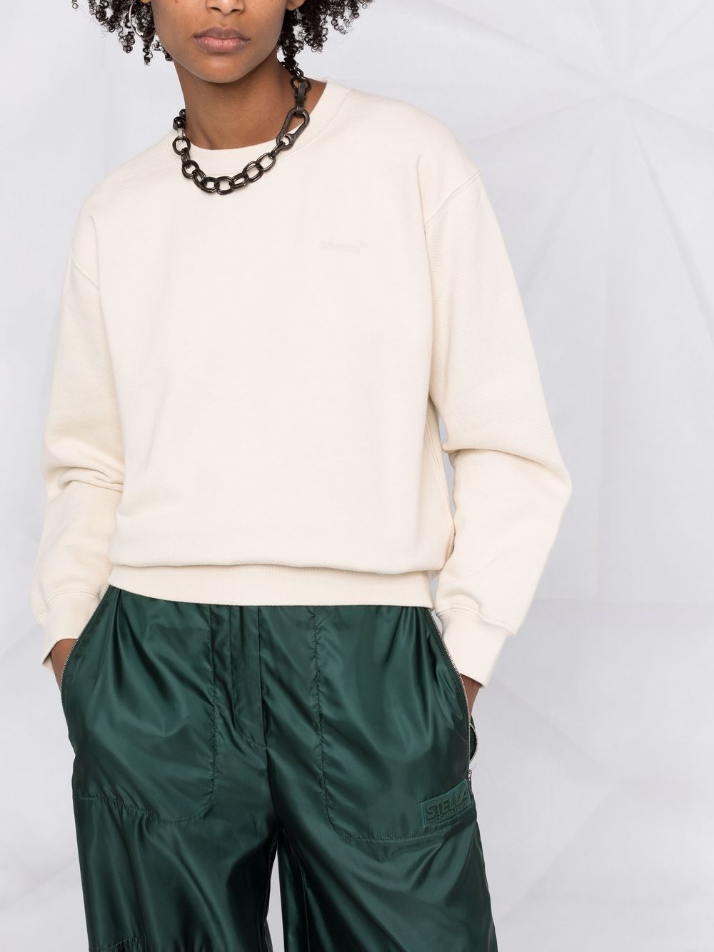 Diag-print crew-neck sweatshirt - 5