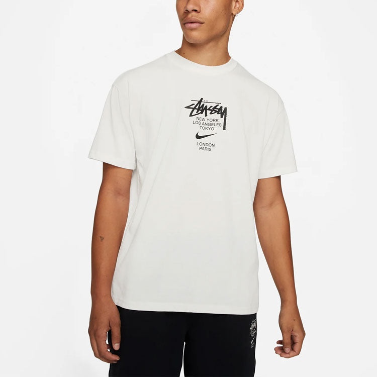 Nike x Stussy Crossover Logo Round Neck Pullover Sweatshirt 'White' DD3342-121 - 3