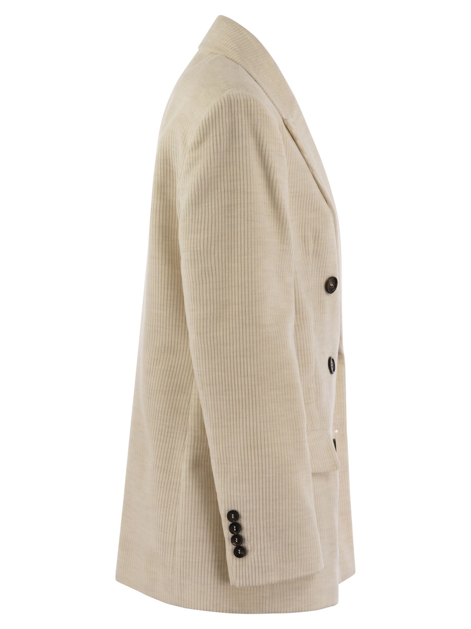 Brunello Cucinelli Women Viscose And Cotton Corduroy Jacket With Necklace - 3