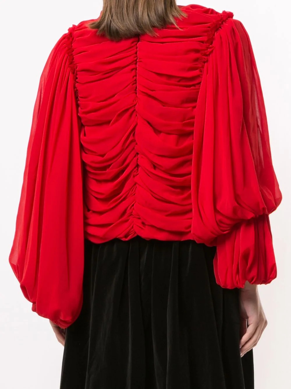 draped long-sleeved blouse - 4