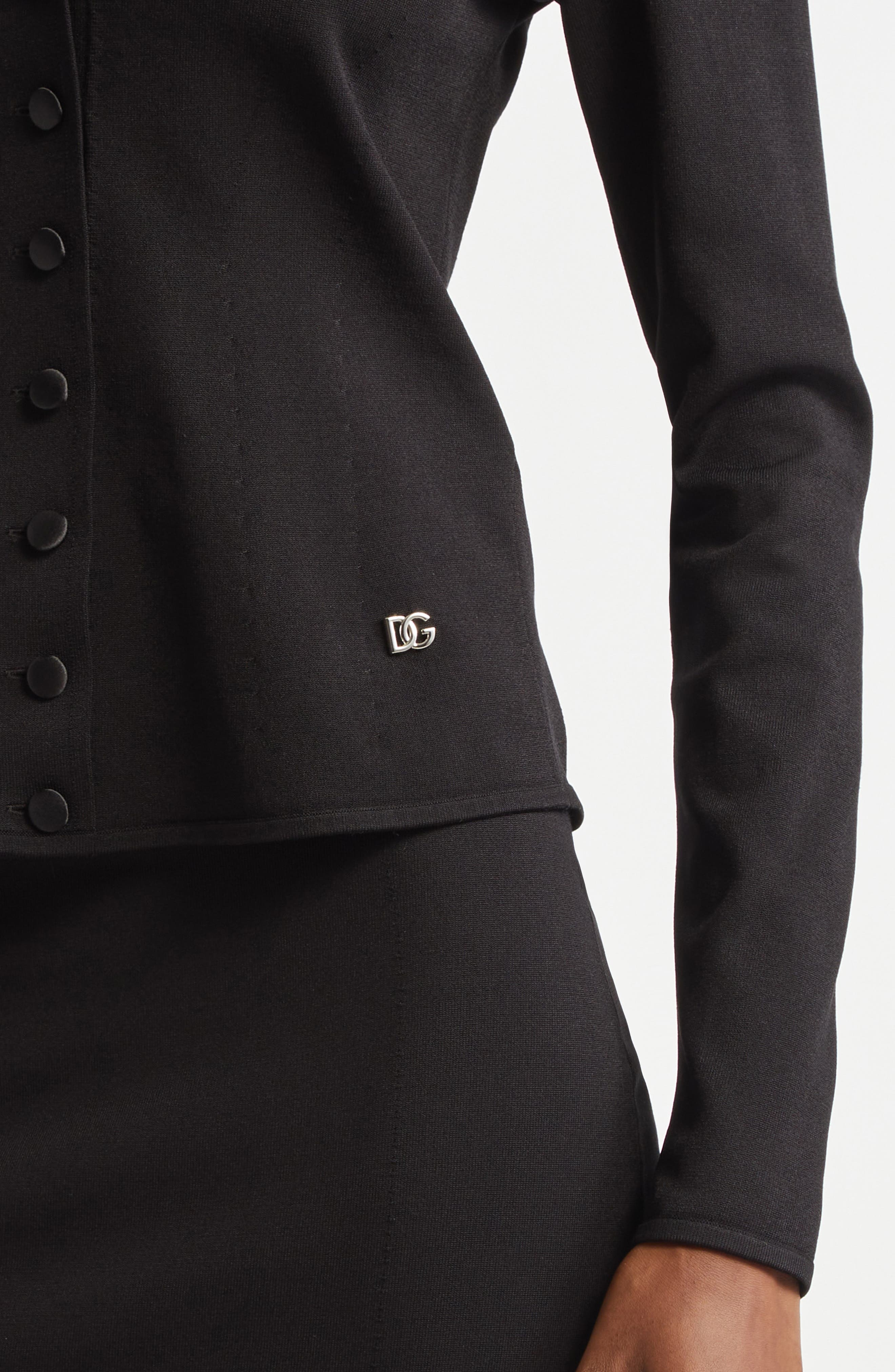 Dolce&Gabbana Fitted Knit Jacket in N0000 Nero at Nordstrom - 5