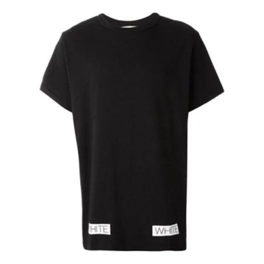 Off-White SS21 Cotton Stripe Printing Pattern Round Neck Short Sleeve Black OMAA002G20JER0091034 - 1