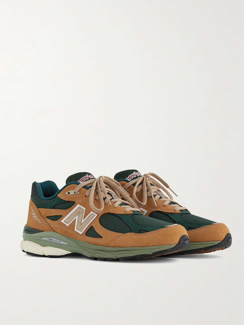 MADE in USA 990v3 Leather-Trimmed Mesh and Suede Sneakers 2