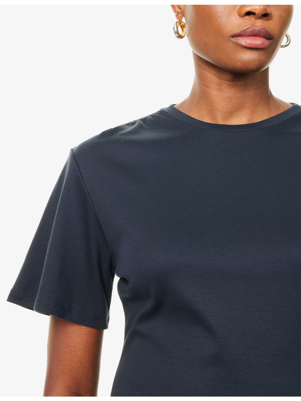 Gathered Round-Neck Cotton-Jersey T-Shirt - 5