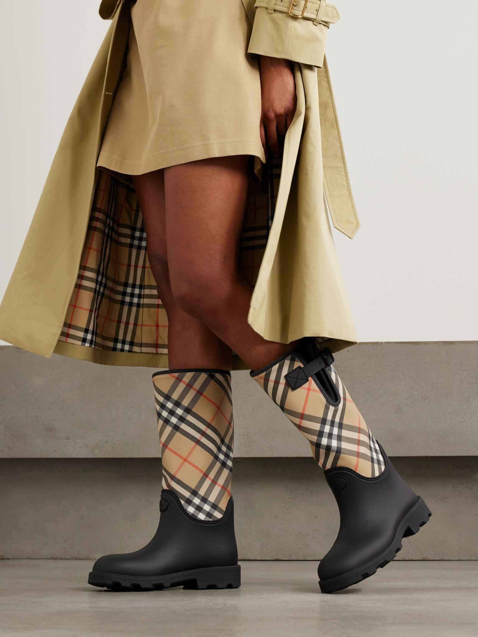 Rubber Marsh checked nylon and rubber rain boots Black - 2