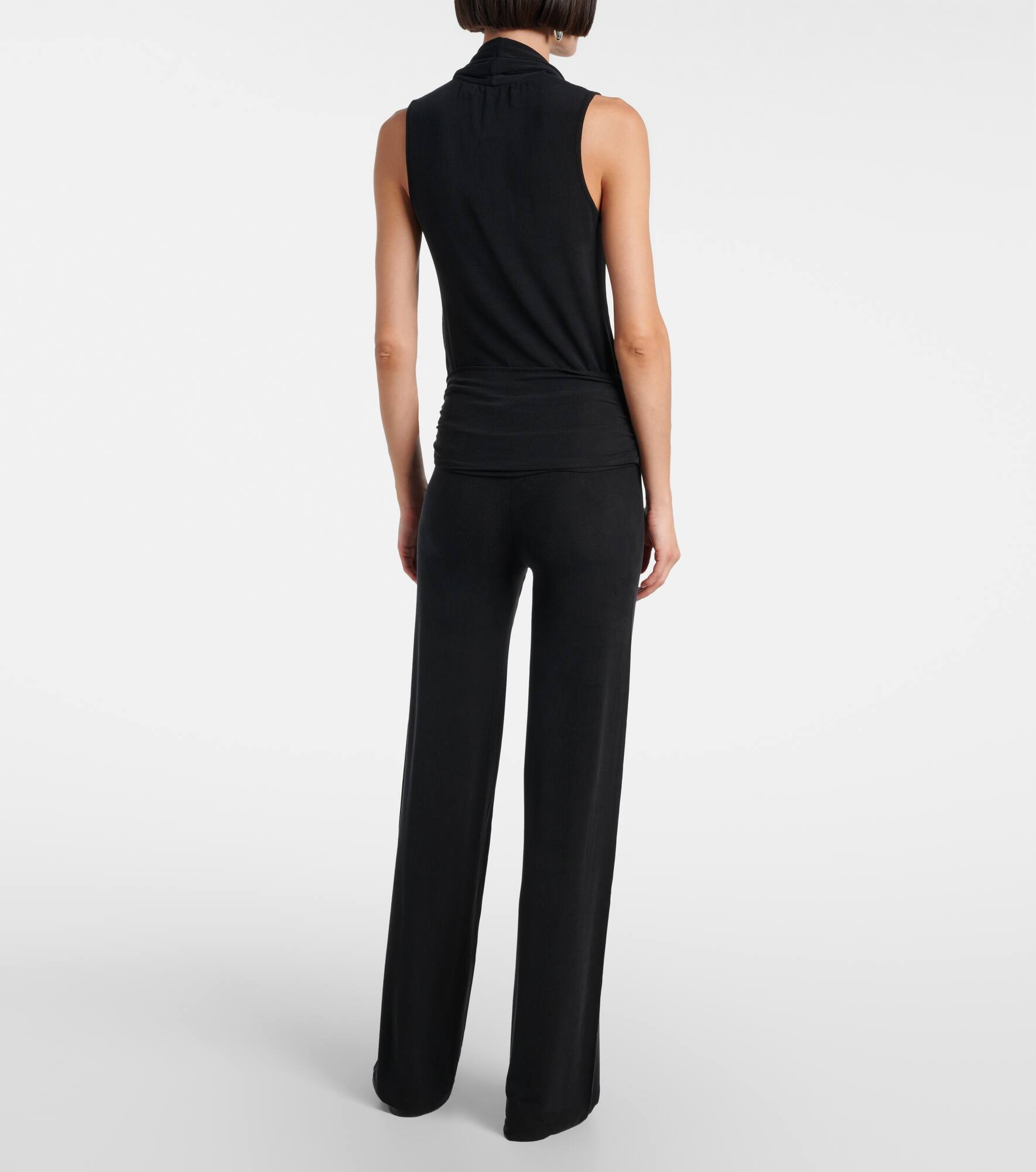 Gathered high-rise straight pants - 3