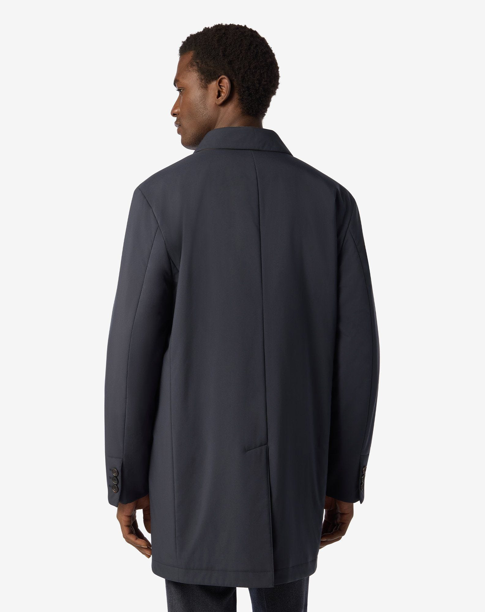 Blue technical fabric trench coat - 3