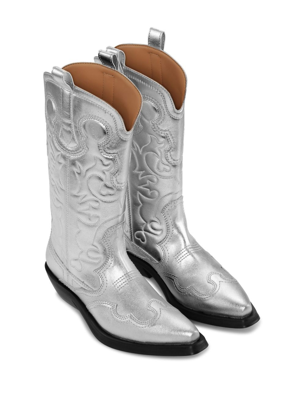 40mm metallic leather Western boots - 2