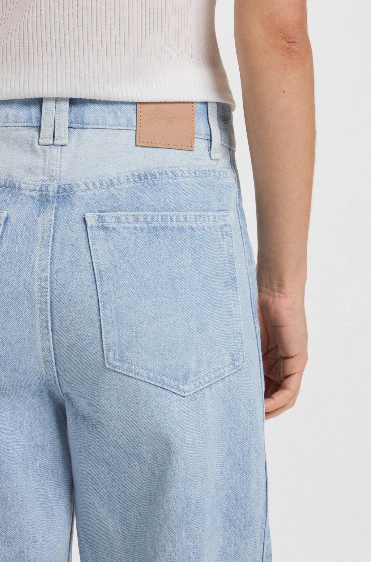 WIDE-LEG JEANS IN BLUE RIGID DENIM WITH PANELING - 5