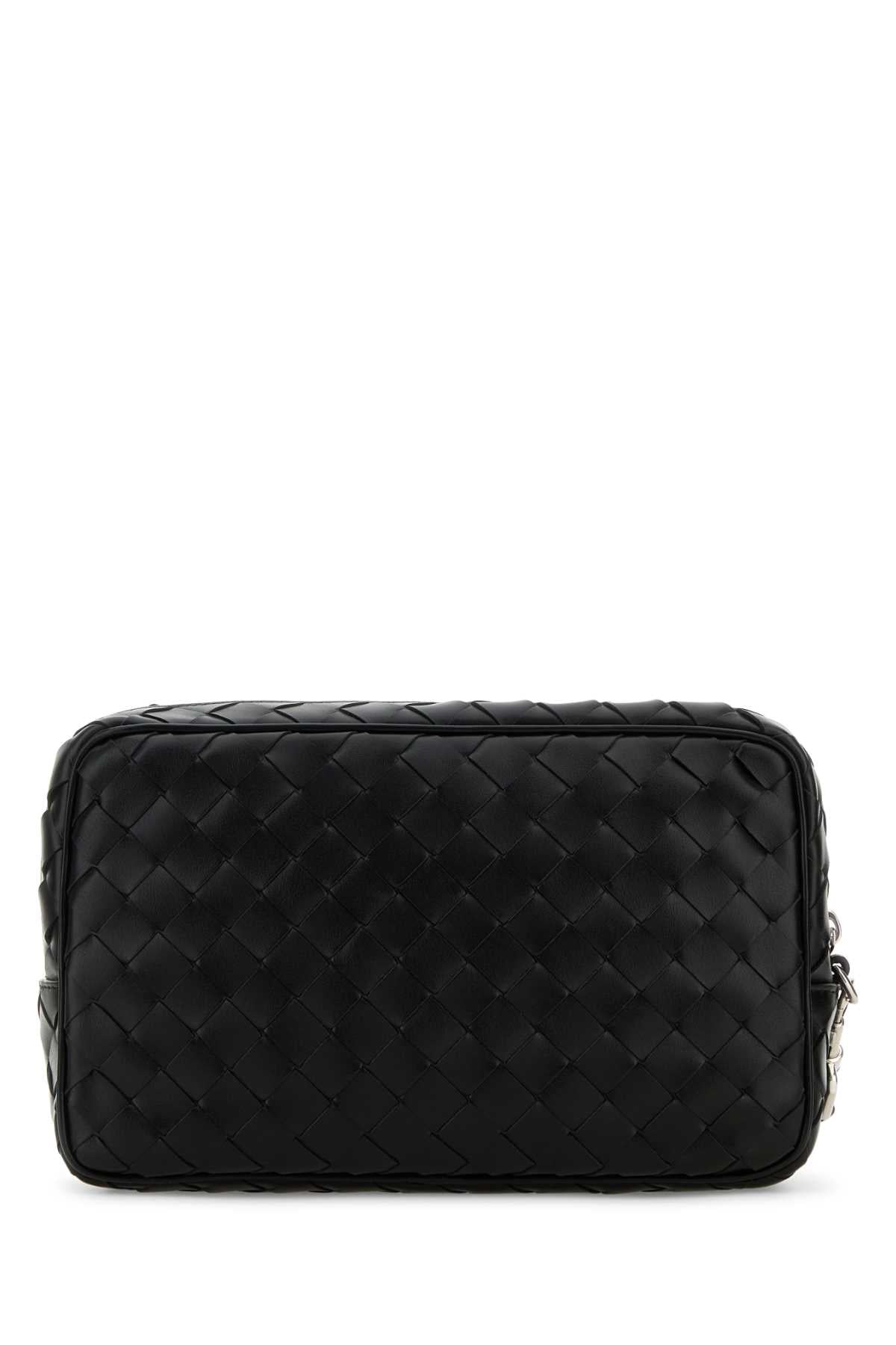 Bottega Veneta Men Black Leather Clutch - 3