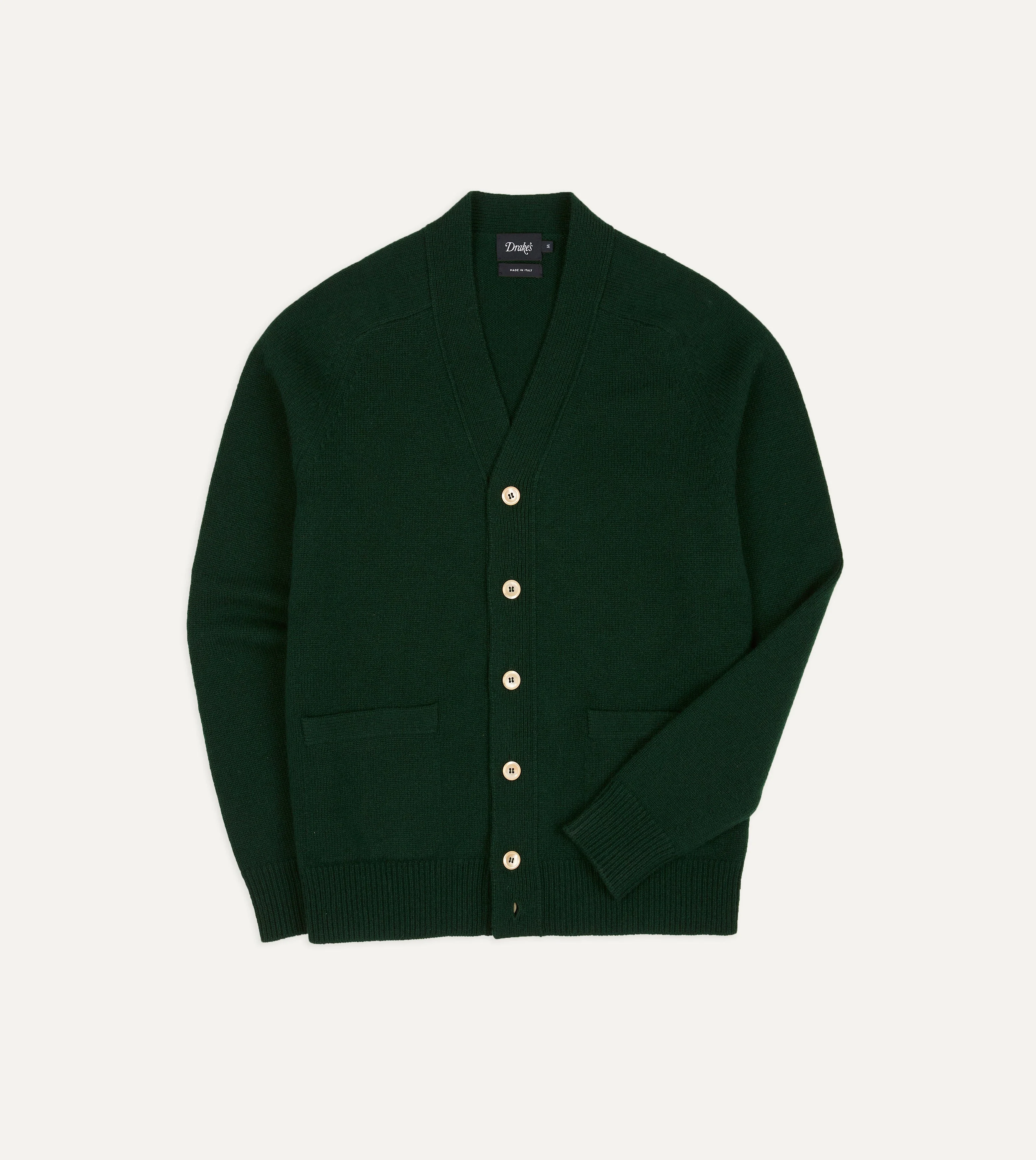 Dark Green Lambswool 6 Button Cardigan - 1