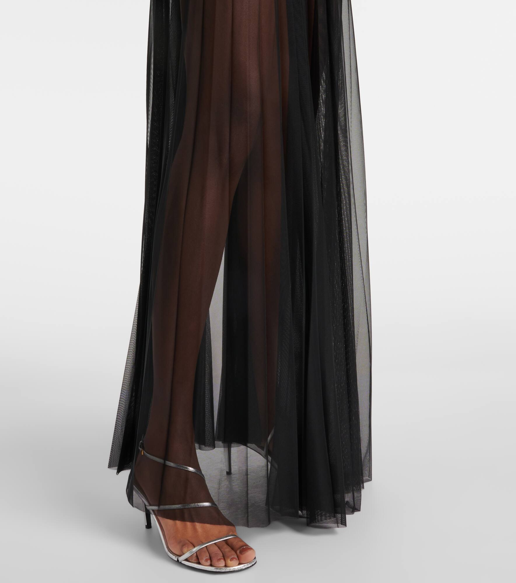 Vallen pleated mesh maxi skirt - 5