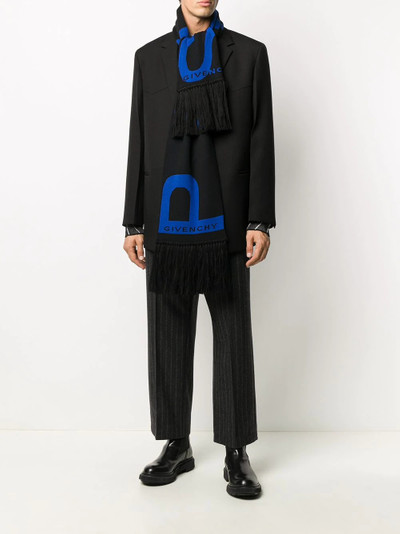 Givenchy logo print frayed scarf outlook