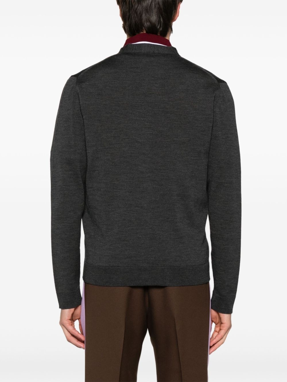 logo-embroidered wool cardigan - 4