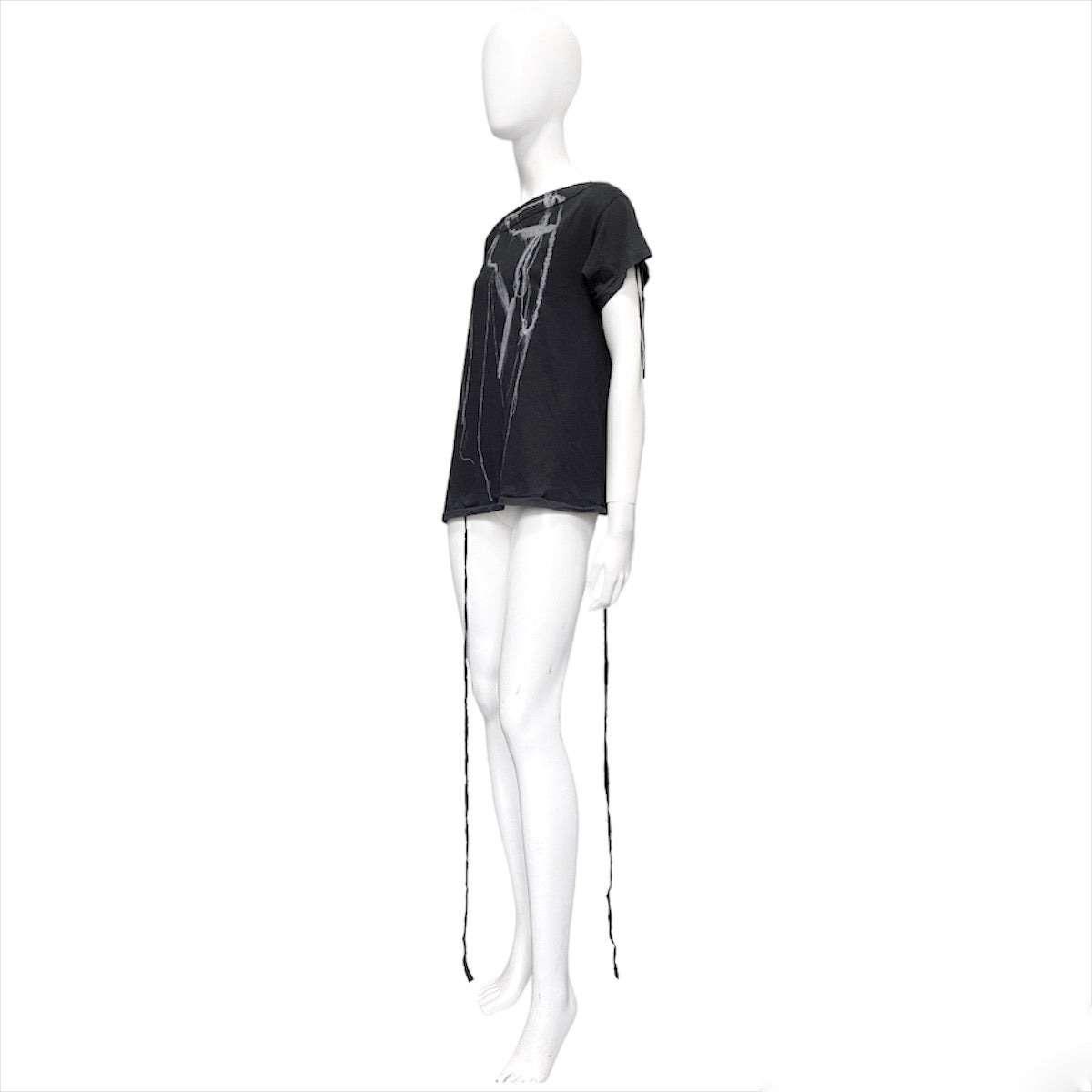 Ann Demeulemeester spring 2017 bondage Trompe I’oeil necklace print asymmetrical tee 36 - 3
