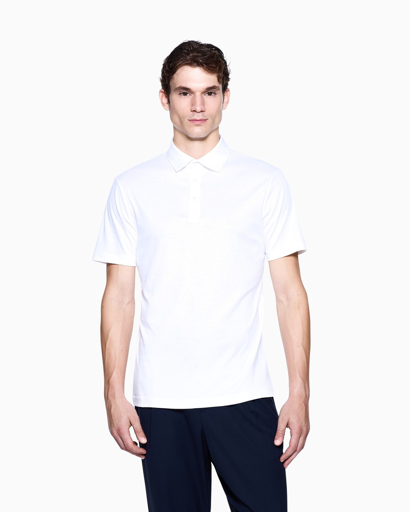 GIORGIO ARMANI PURE COTTON INTERLOCK POLO SHIRT WITH EMBROIDERED LOGO outlook