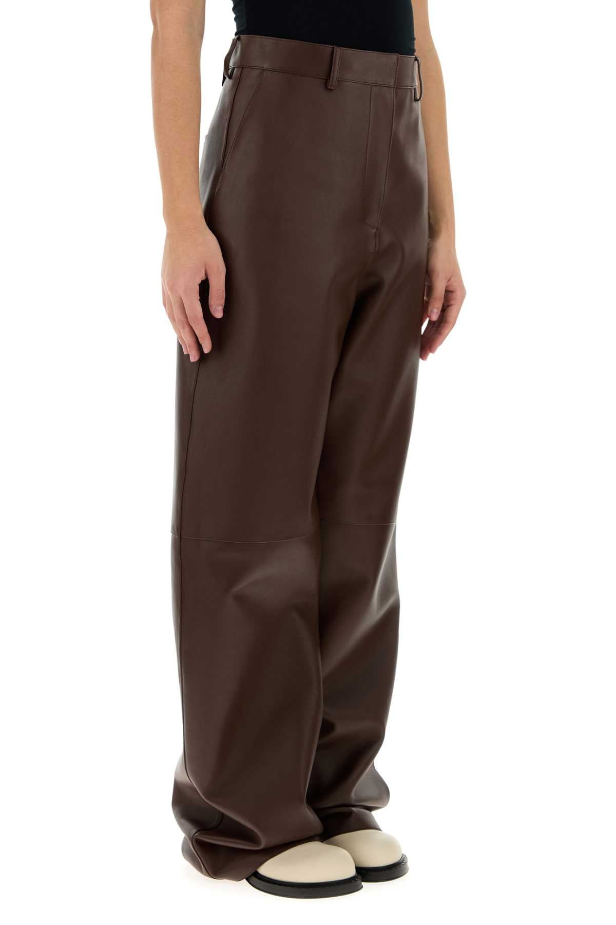 Loewe Women Chocolate Nappa Leather Pant - 3