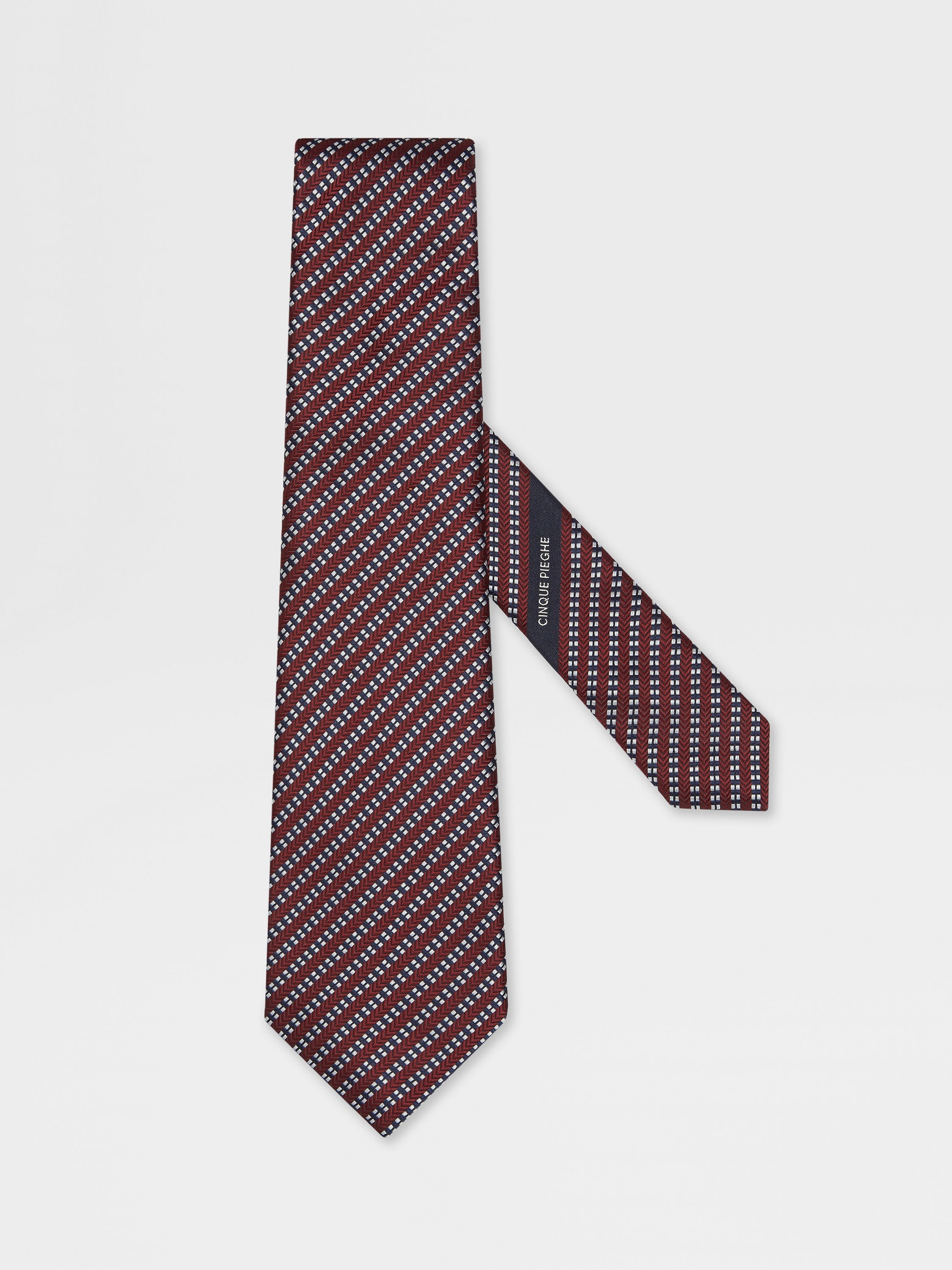 BURGUNDY CINQUE PIEGHE SILK TIE - 1