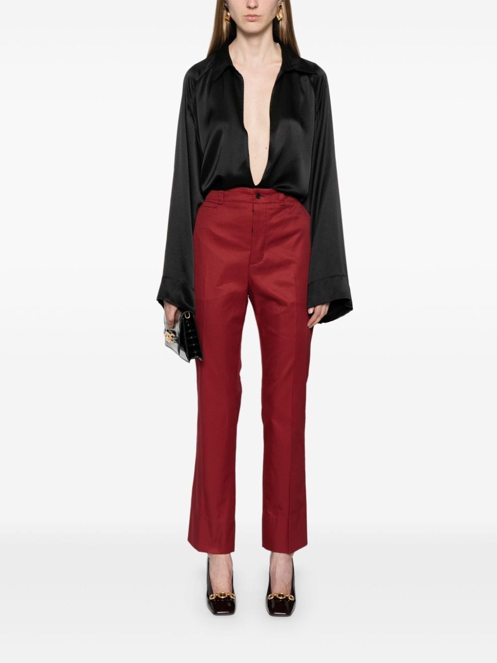 slim-leg cotton trousers - 2