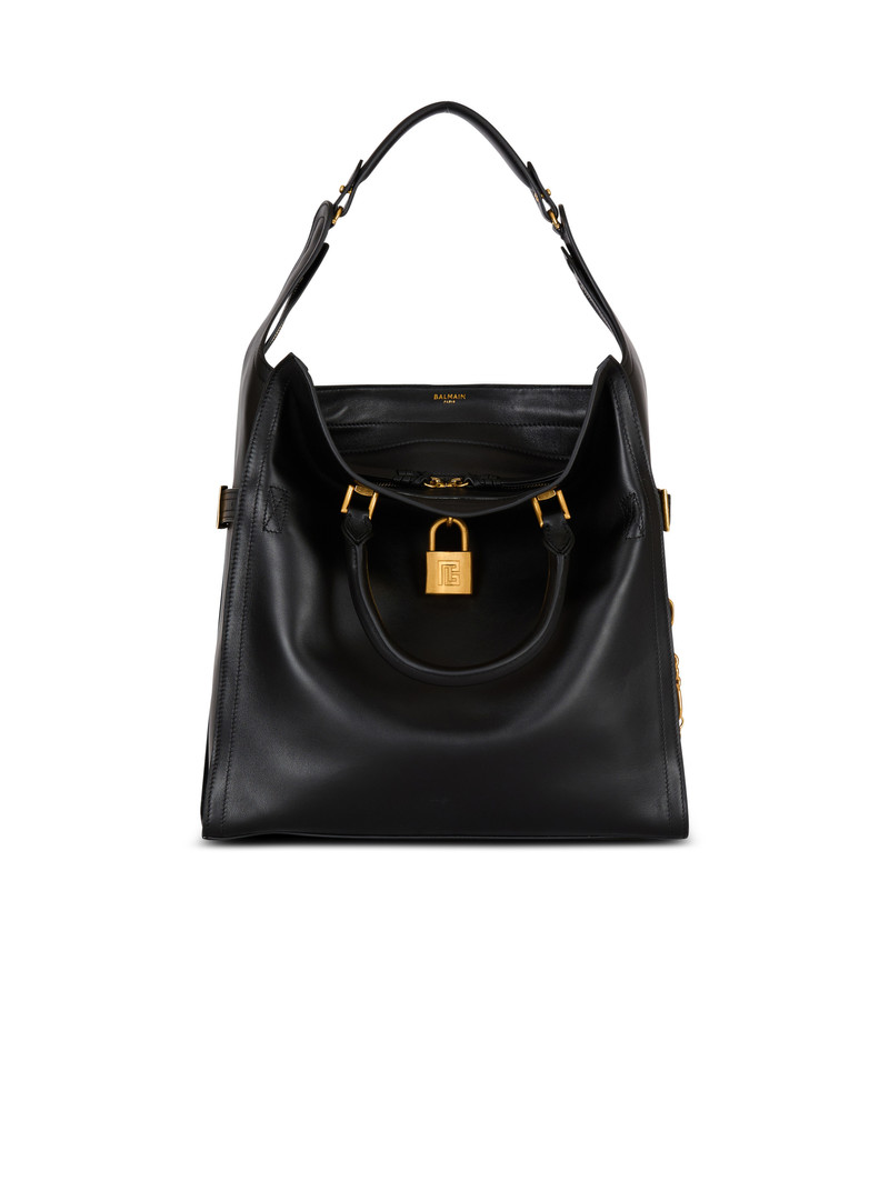Pulse Large waxed calfskin leather tote bag 1