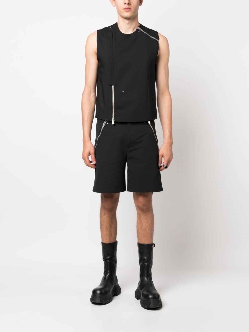 side-zips mid-rise shorts - 2