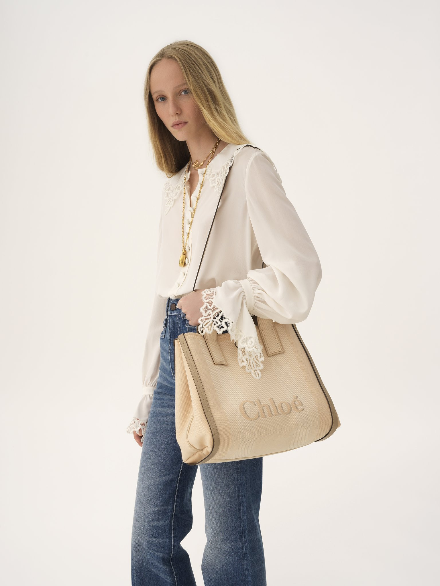 CHLOÉ CARRY TOTE BAG IN CANVAS - 2