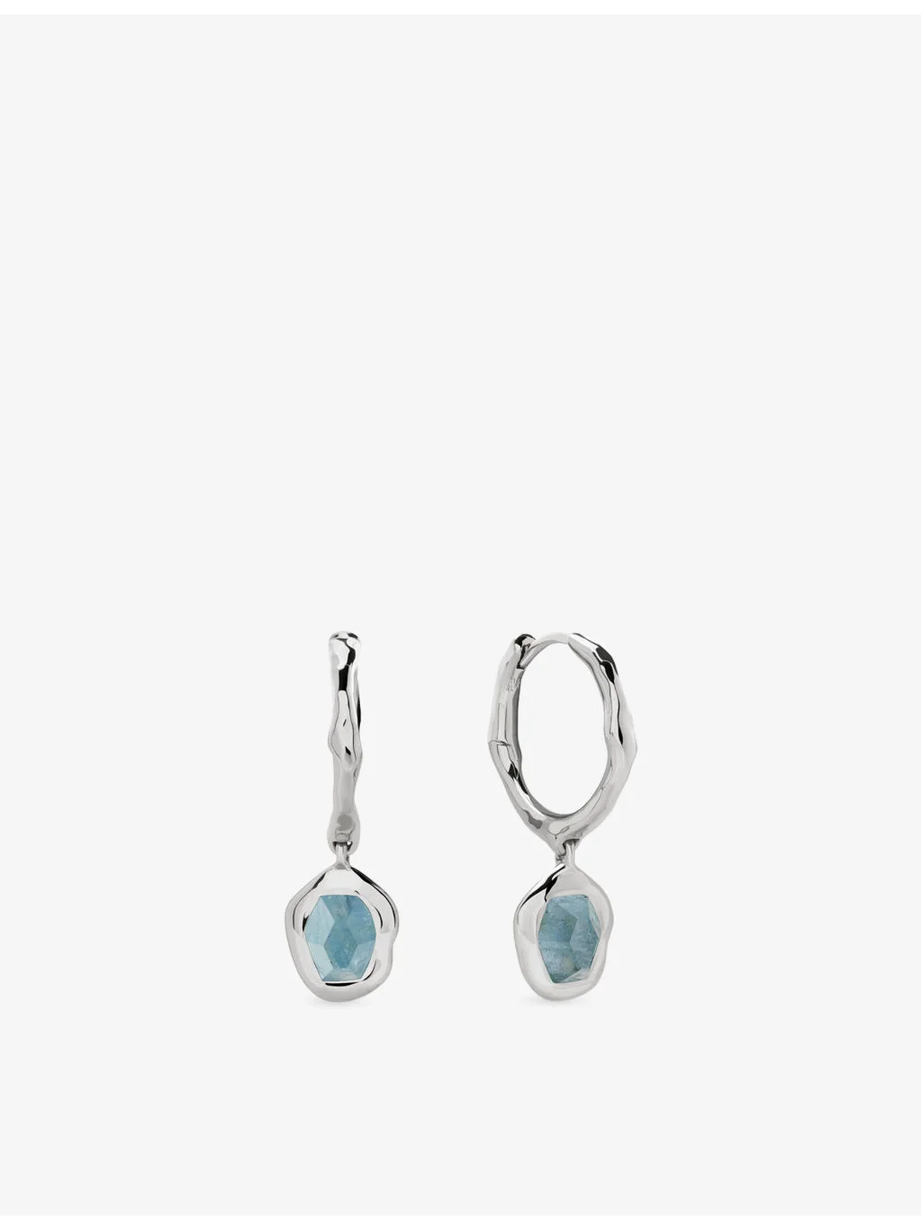 Odyssey Gemstone Sterling Silver And Aquamarine Huggie Earrings - 1