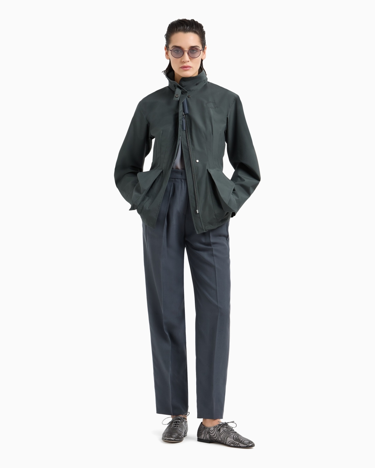 TECHNICAL SILK HOODED PEA COAT - 2