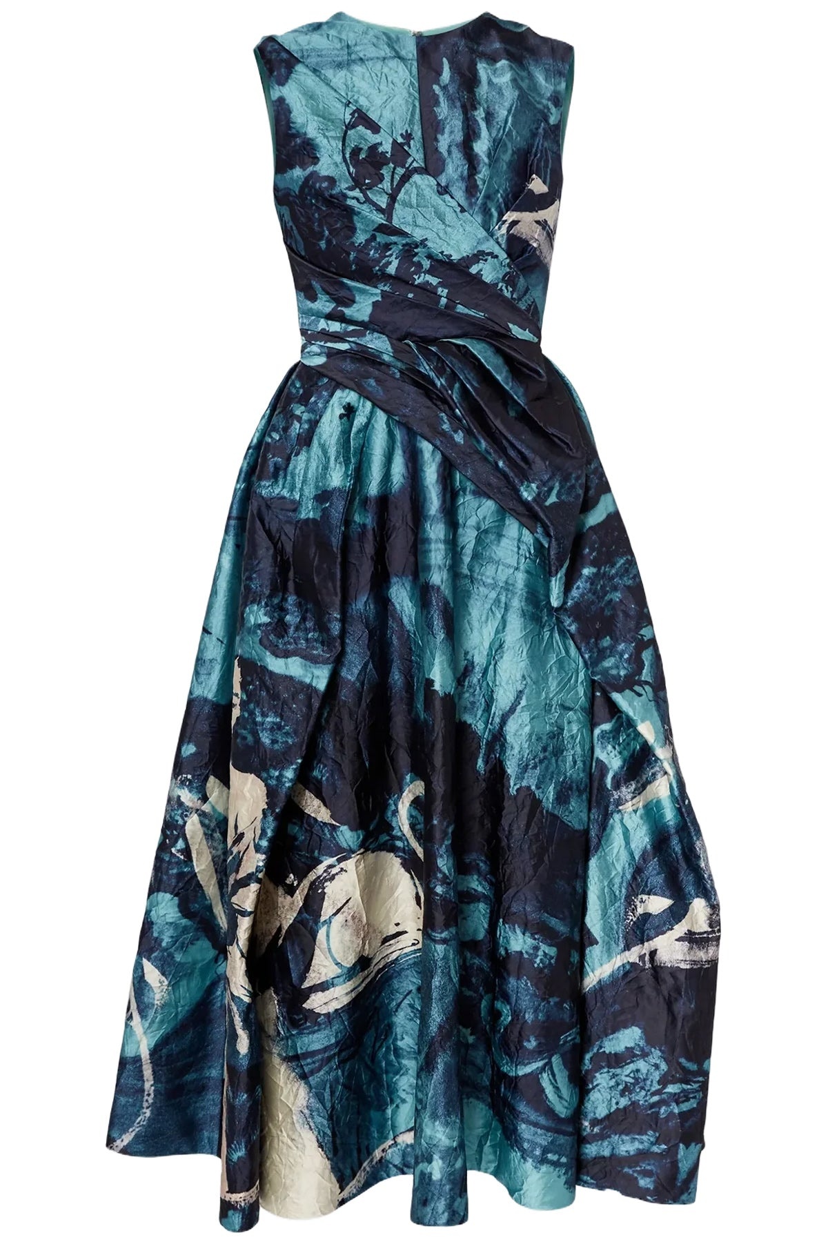SLEEVELESS DRAPED MIDI DRESS - 1