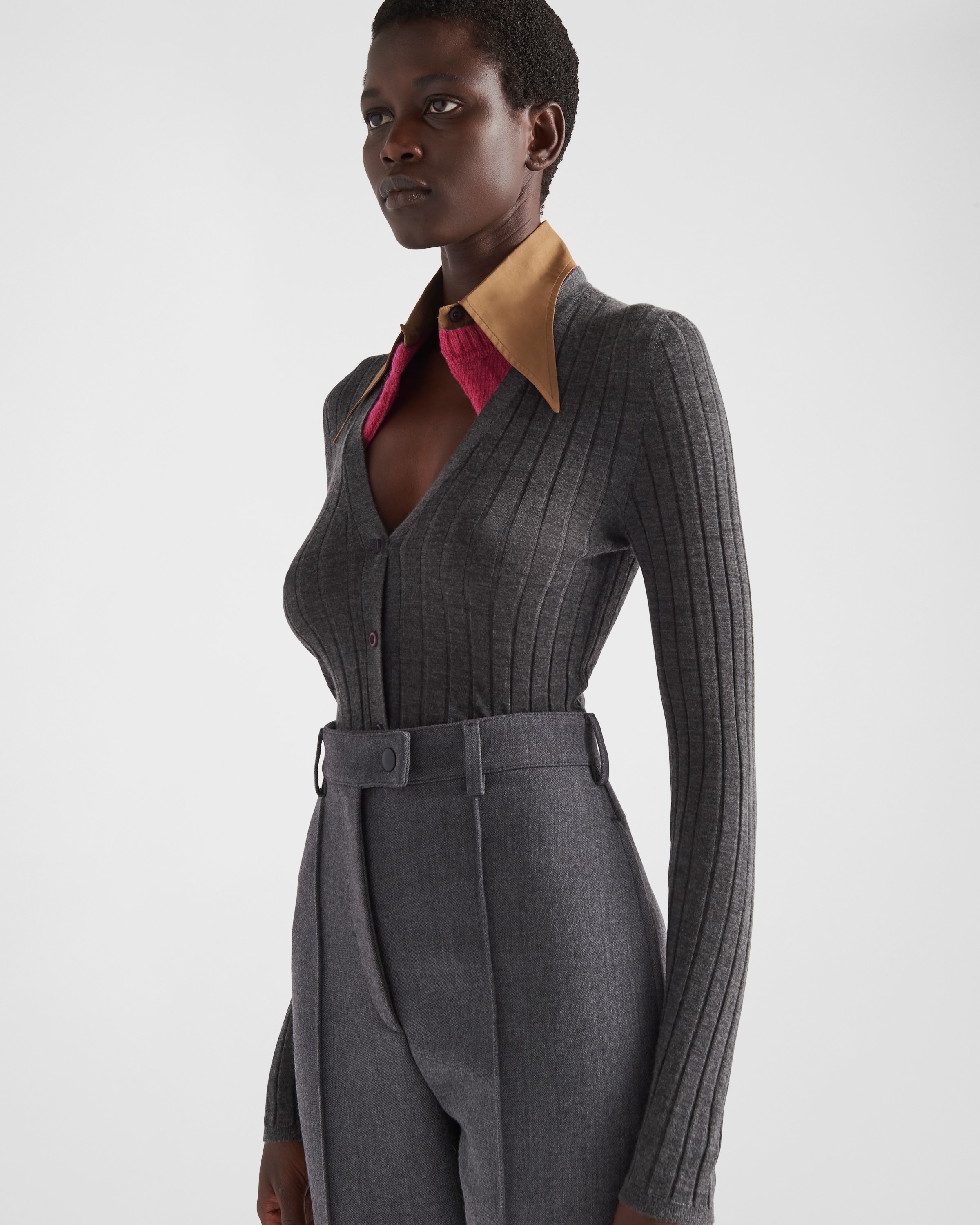 Cashmere and silk cardigan with collar - 3