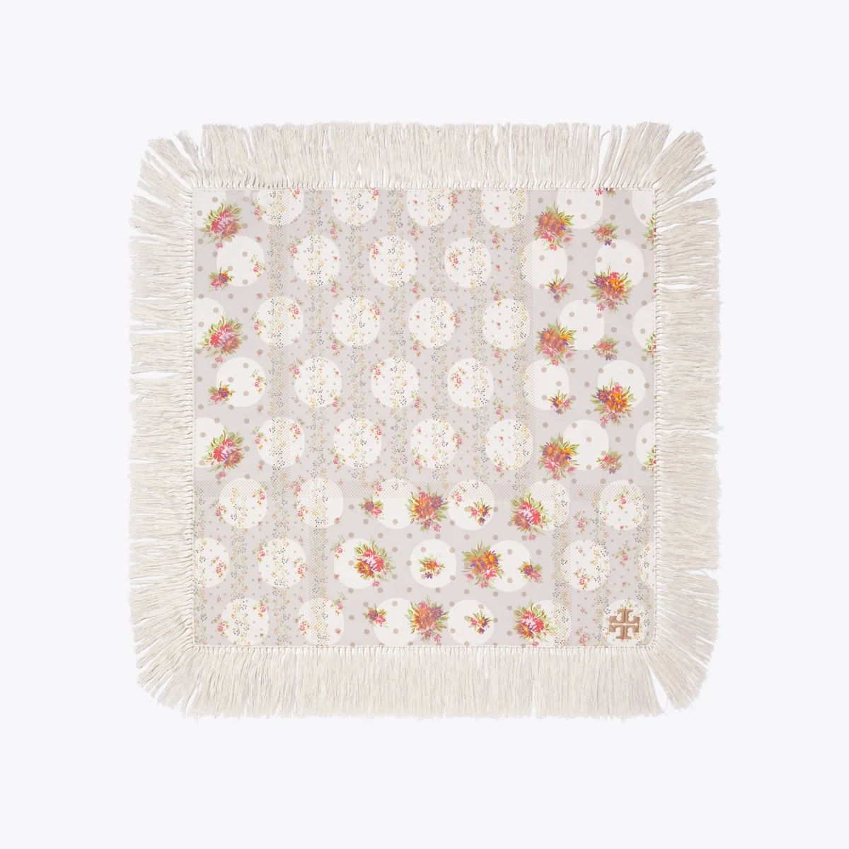 Polka Dot Floral Patchwork Fringe Neckerchief - 1