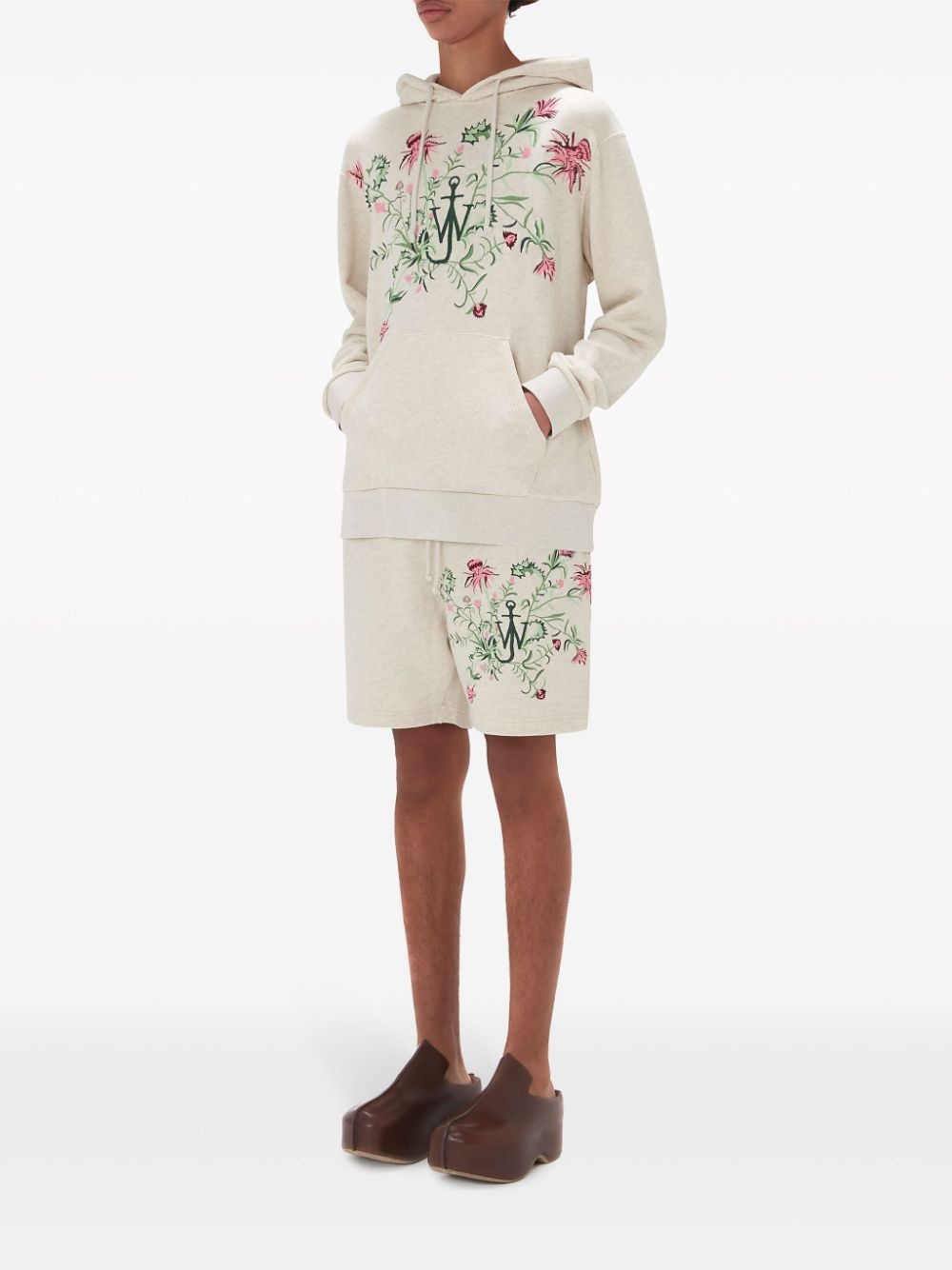 floral-embroidered cotton hoodie - 2