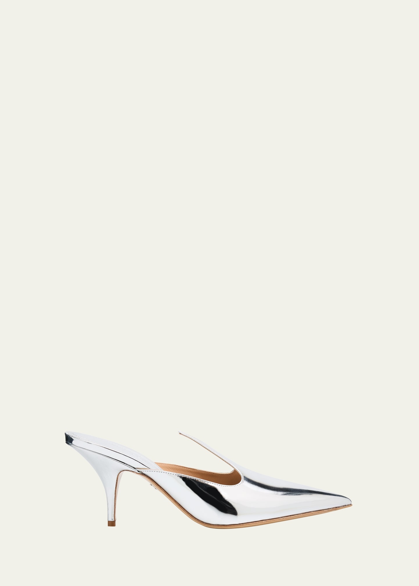 Avril Metallic Leather Mule Pumps - 1