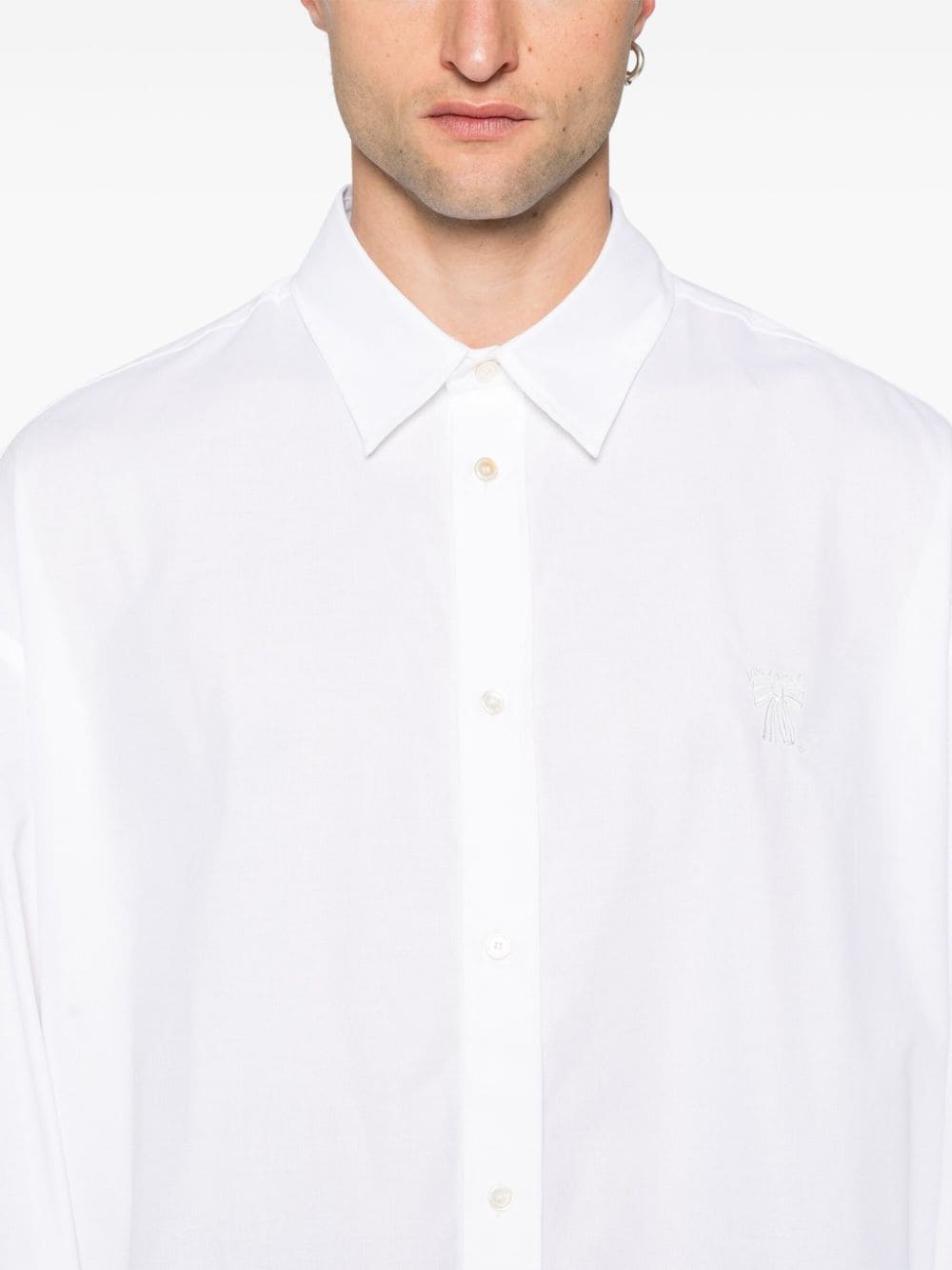 logo-embroidered cotton shirt - 5