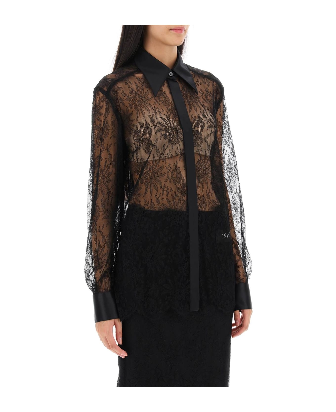 Chantilly Lace Shirt With Satin Details - 2