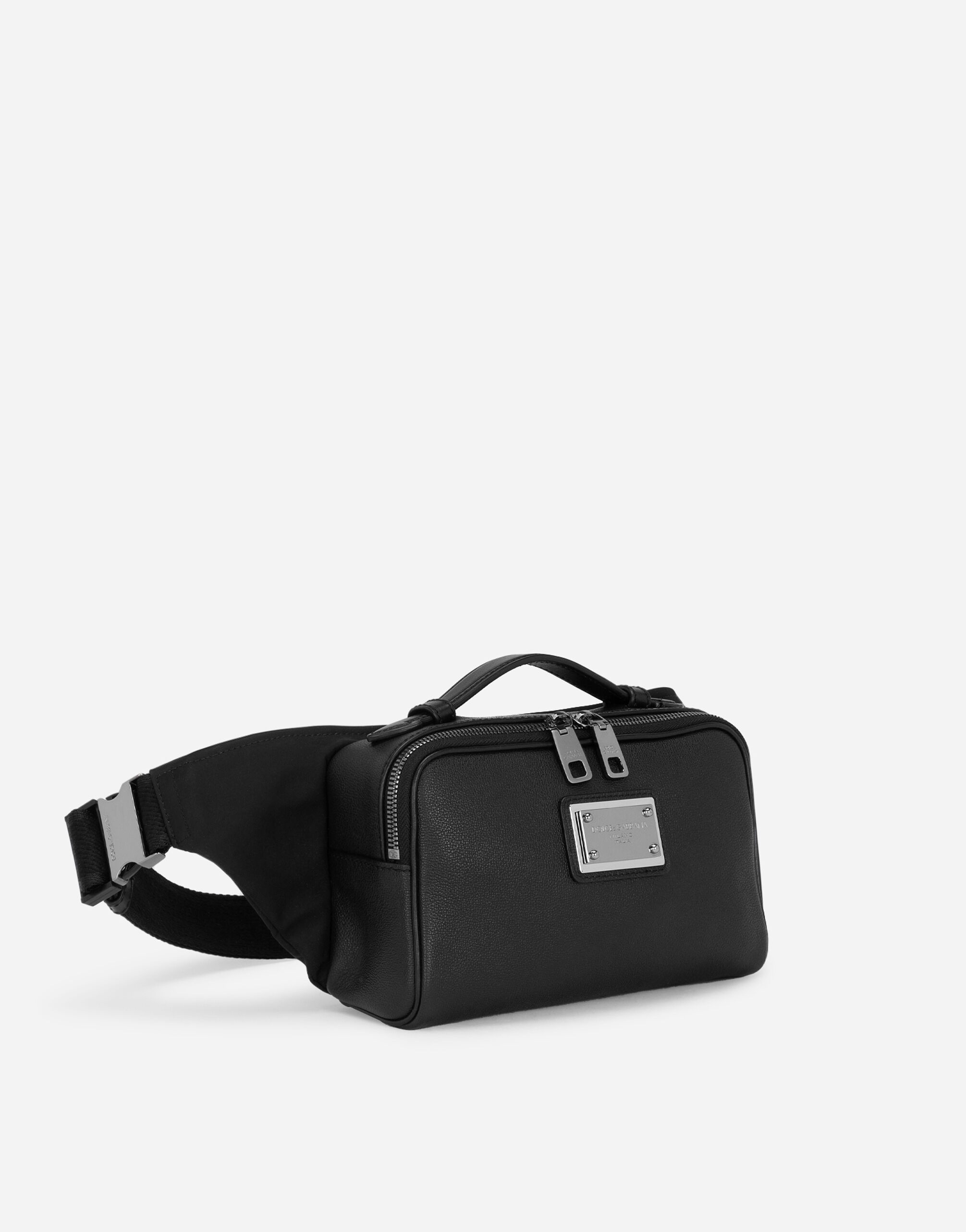 Grainy calfskin and nylon belt bag - 3