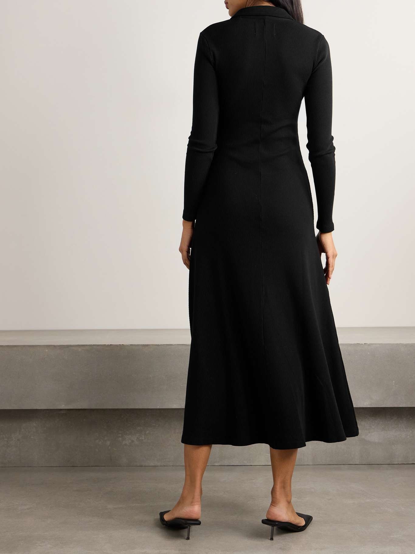 Gila ribbed stretch organic cotton and Lyocell-blend midi dress Black - 3