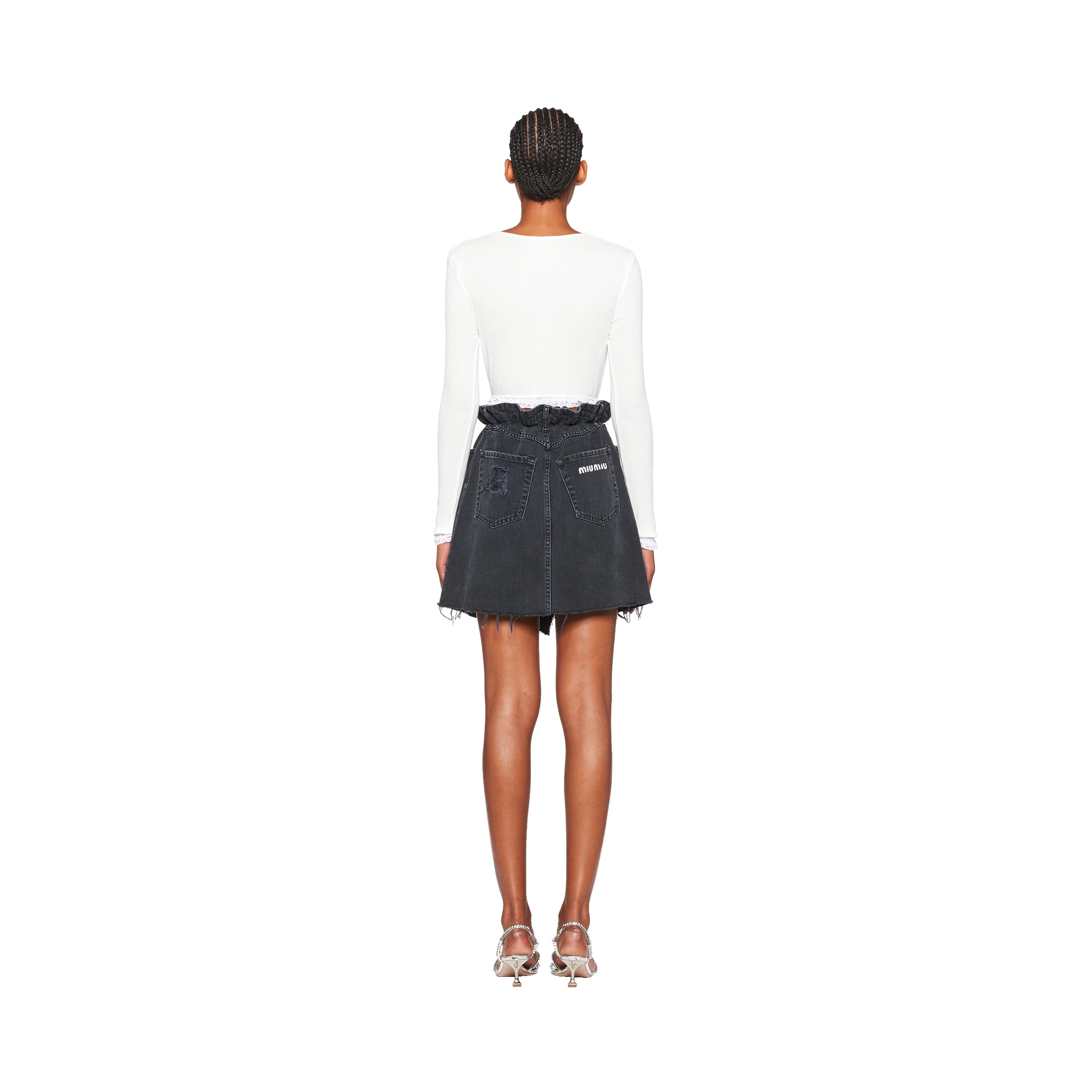 Embroidered ribbed knit jersey top - 4