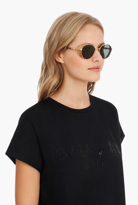 Black and gold-tone titanium Brigade-I sunglasses - 4