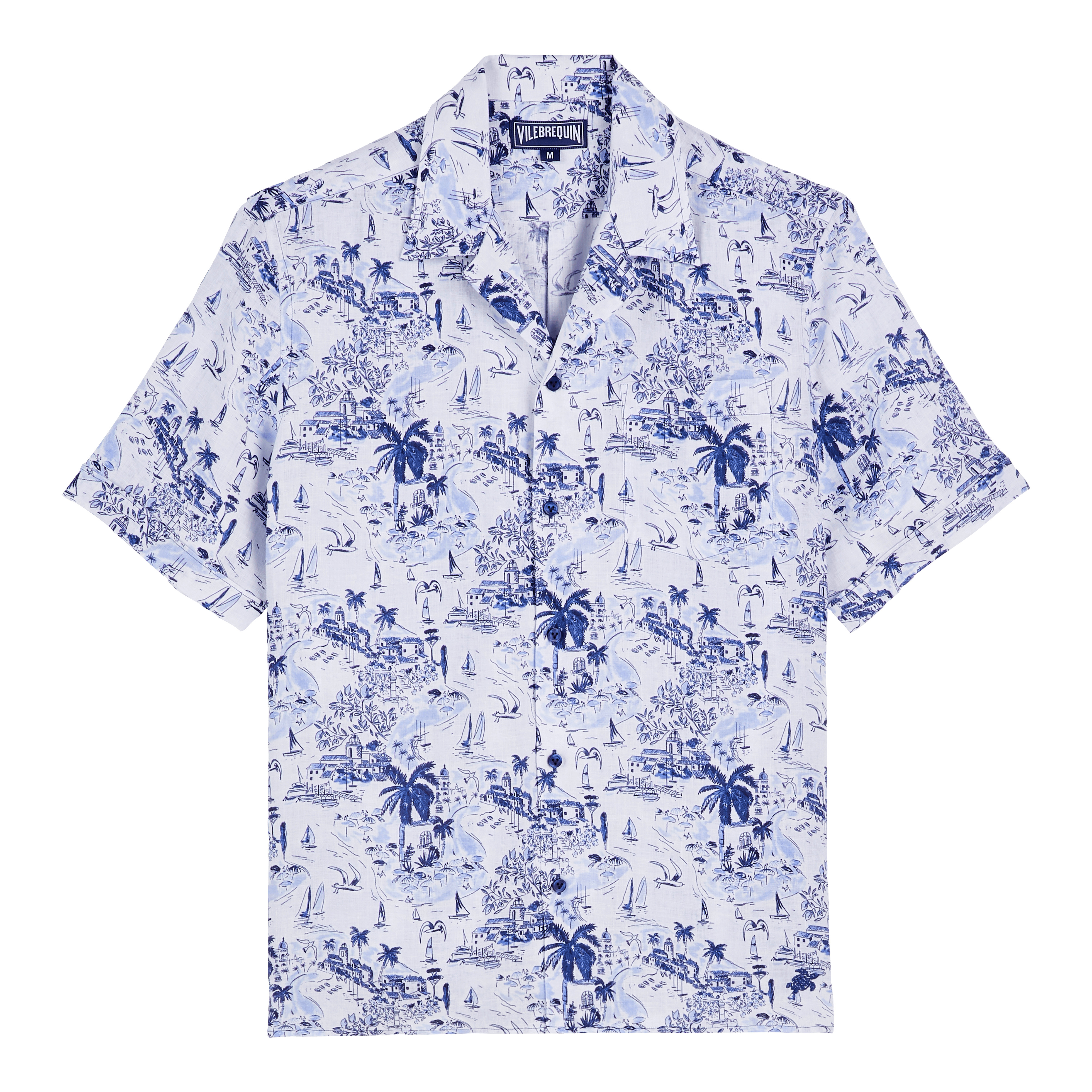 Men Linen Bowling Shirt Riviera - 1