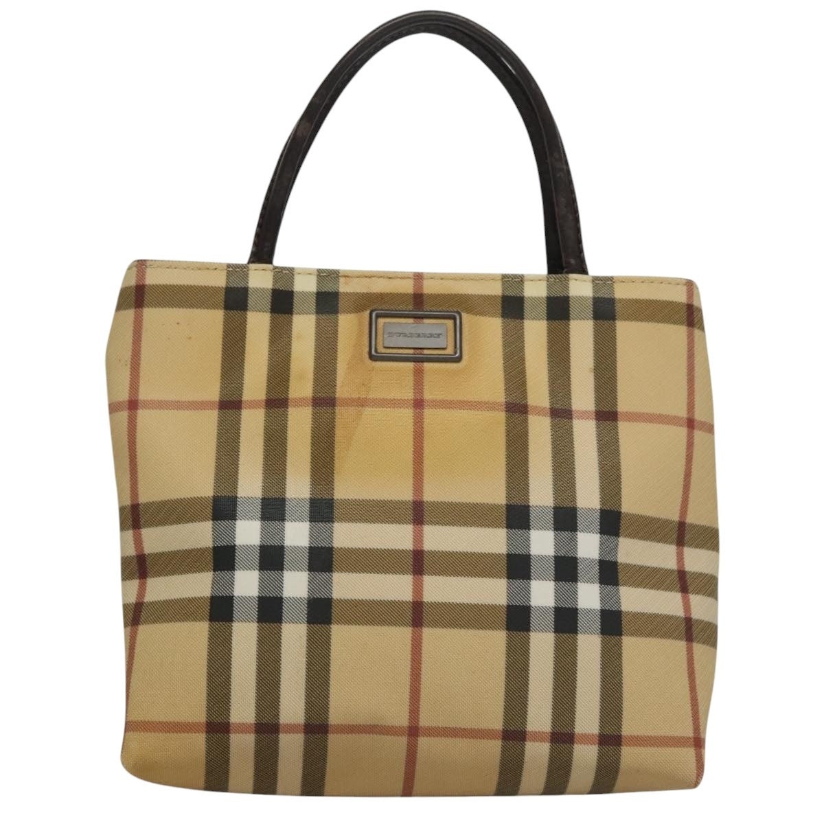 Burberry Nova Check Hand Bag Pvc Leather Beige - 13