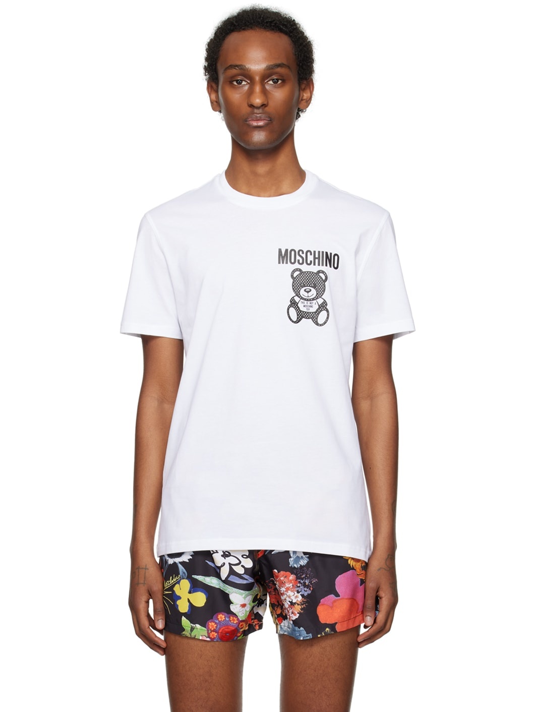 White Small Teddy Mesh T-Shirt - 1