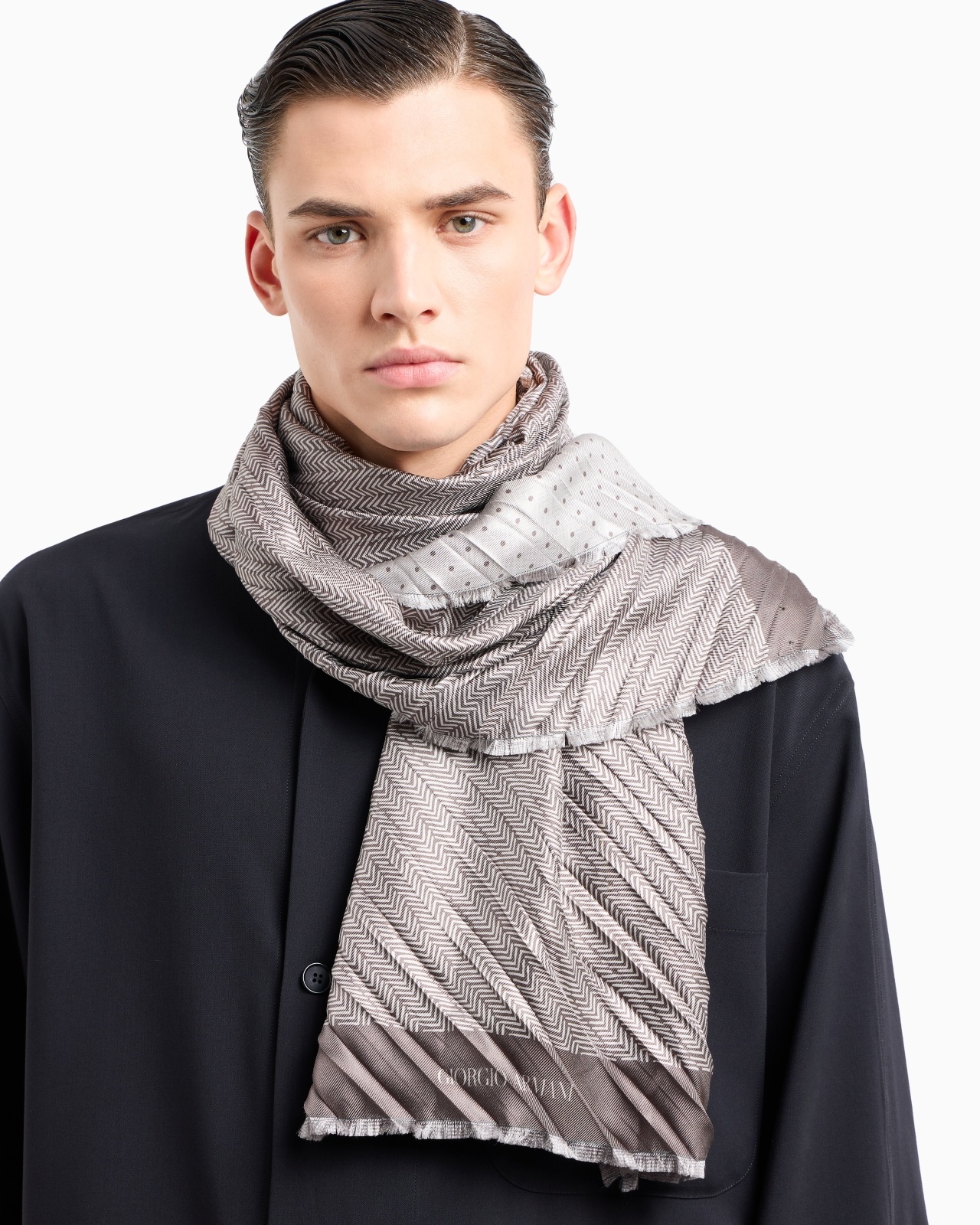 PLEATED SILK SCARF - 3