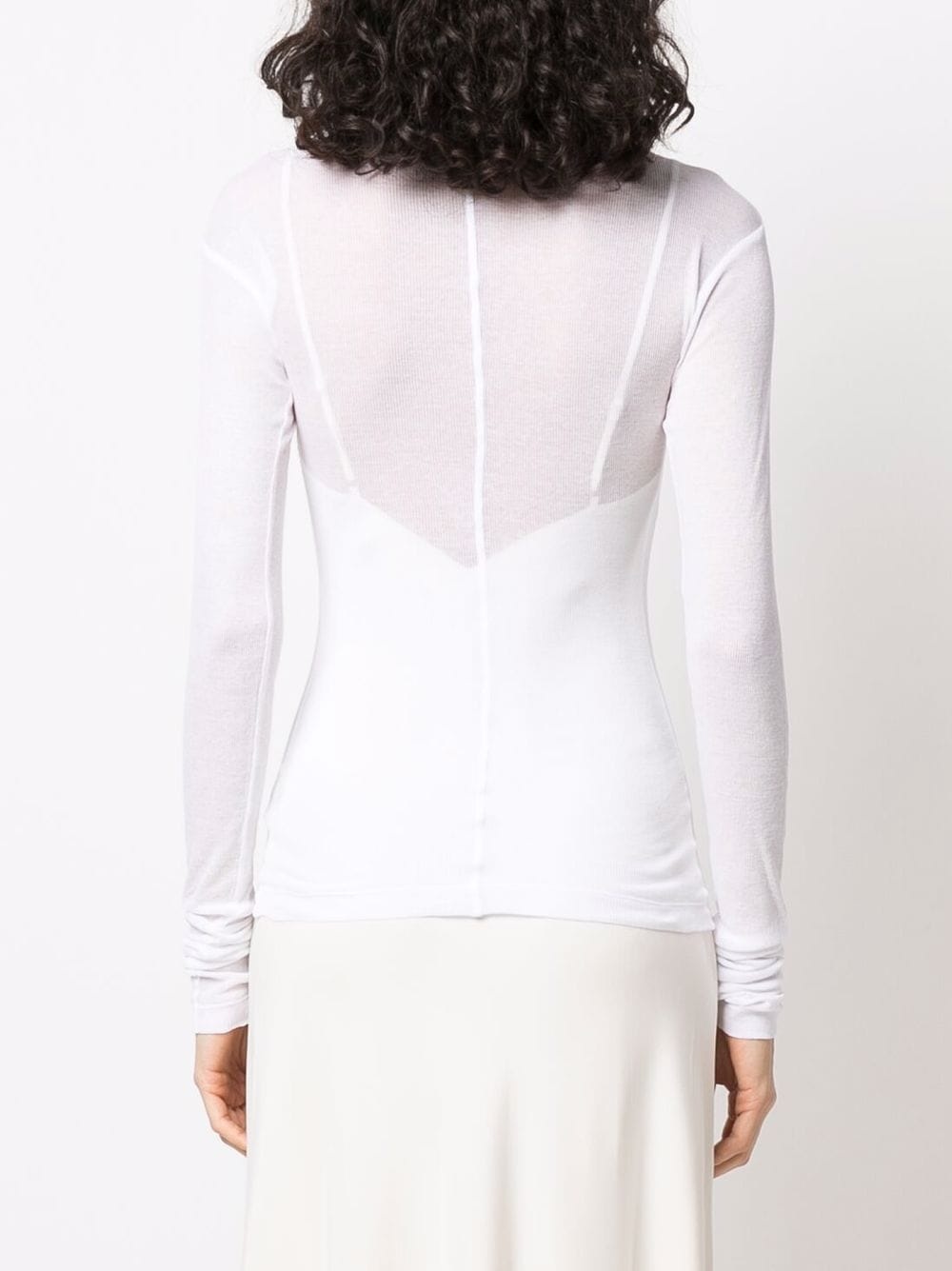 long-sleeve semi-sheer top - 4