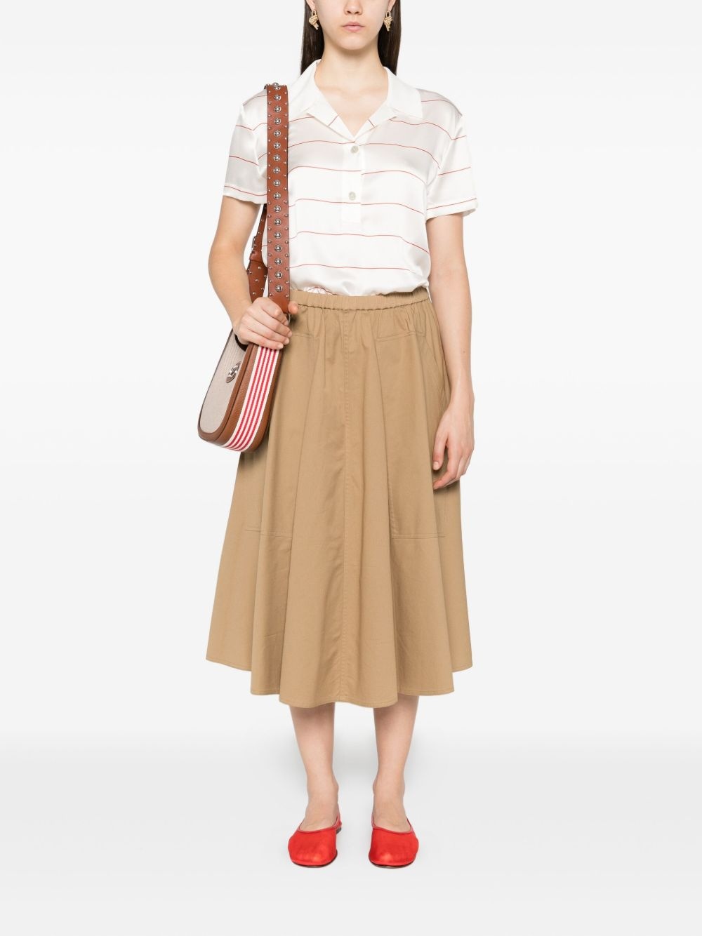 elastic-waistline pocket midi skirt - 2